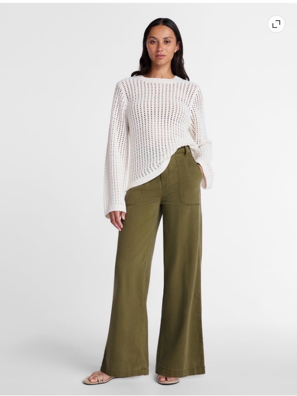 NWT Time And Tru Ivory Open Knit Crochet Sweater Medium 8-10